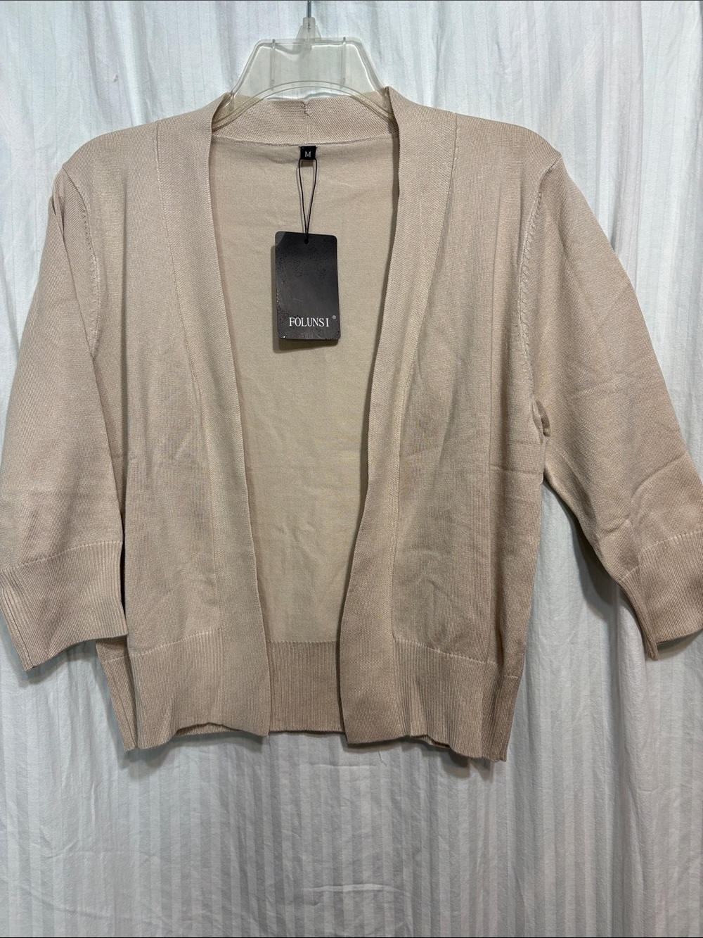 Beige Open-Front Lightweight Cardigan